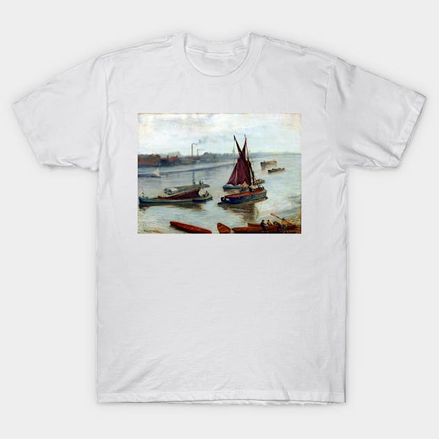 James McNeil Whistler Grey and Silver, Old Battersea Reach T-Shirt by pdpress